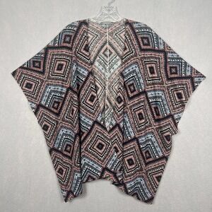 Neiman Marcus Cashmere Cardigan Sweater L/XL Multicolor Aztec Print Open
